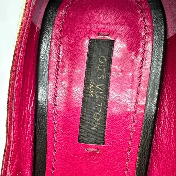 Louis Vuitton Monogram Canvas Pink Gold Lock Buckle Pumps Heels Shoes 8.5/39 - Picture 4 of 14